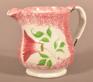 Rainbow Spatter Thistle Pattern Cream Pitcher.