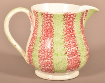 Red and Green Rainbow Spatter China Cream Pitcher.