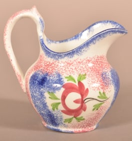 Rainbow Spatter China Adams Rose Cream Pitcher.
