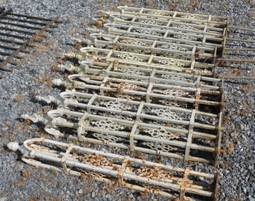 14 Similar Cast Iron Posts with Various Finials.