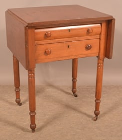 PA Federal Cherry 2-Drawer Drop-Leaf Work Stand.
