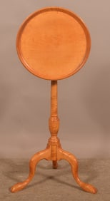 Queen Anne-Style Tiger-Maple Tilt-Top Candlestand.