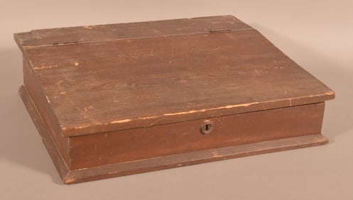 PA Softwood Brown-Painted Table-Top Desk.