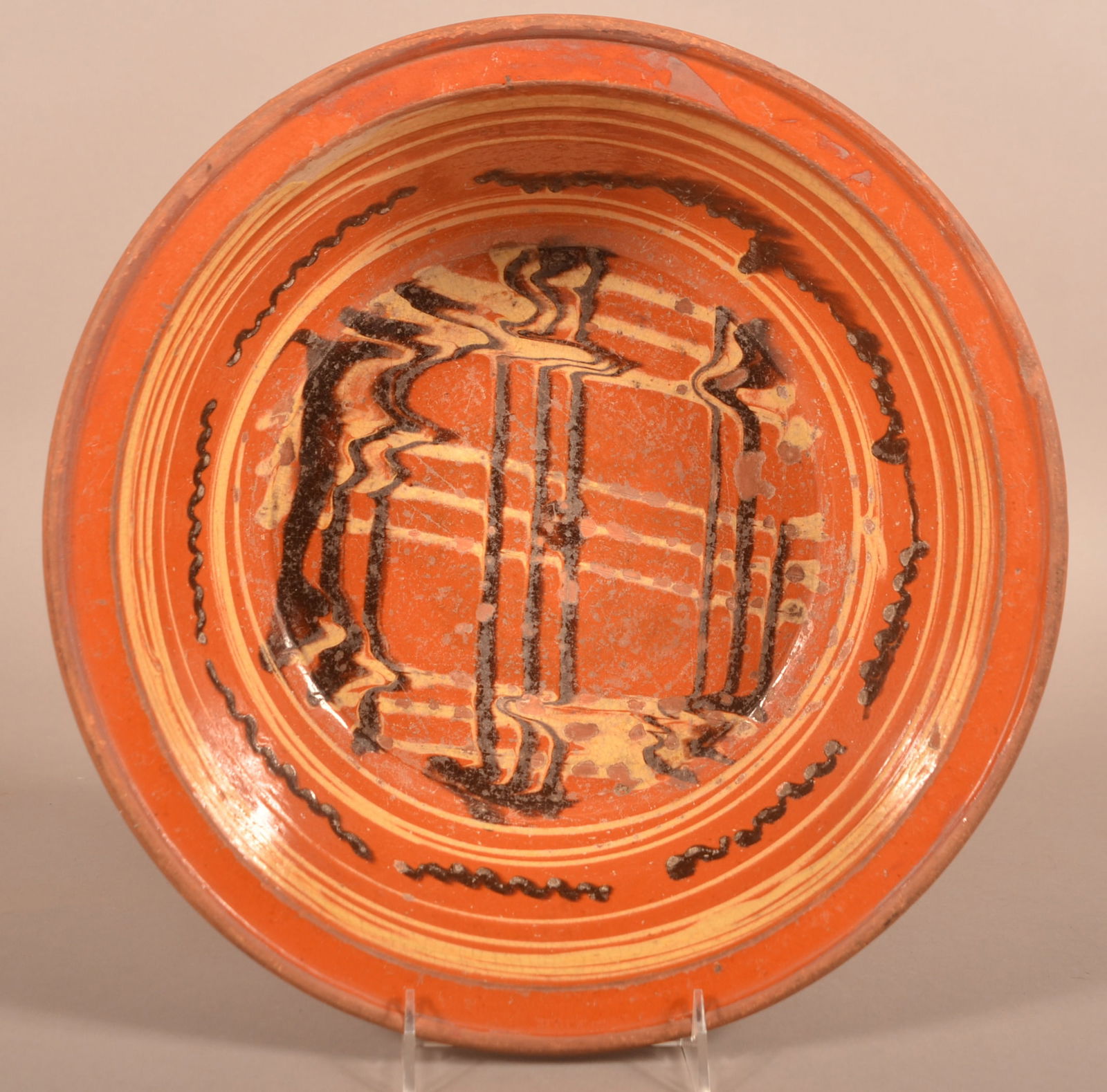 Philadelphia, PA 18th C. Slip Redware Bowl. (1 of 5)