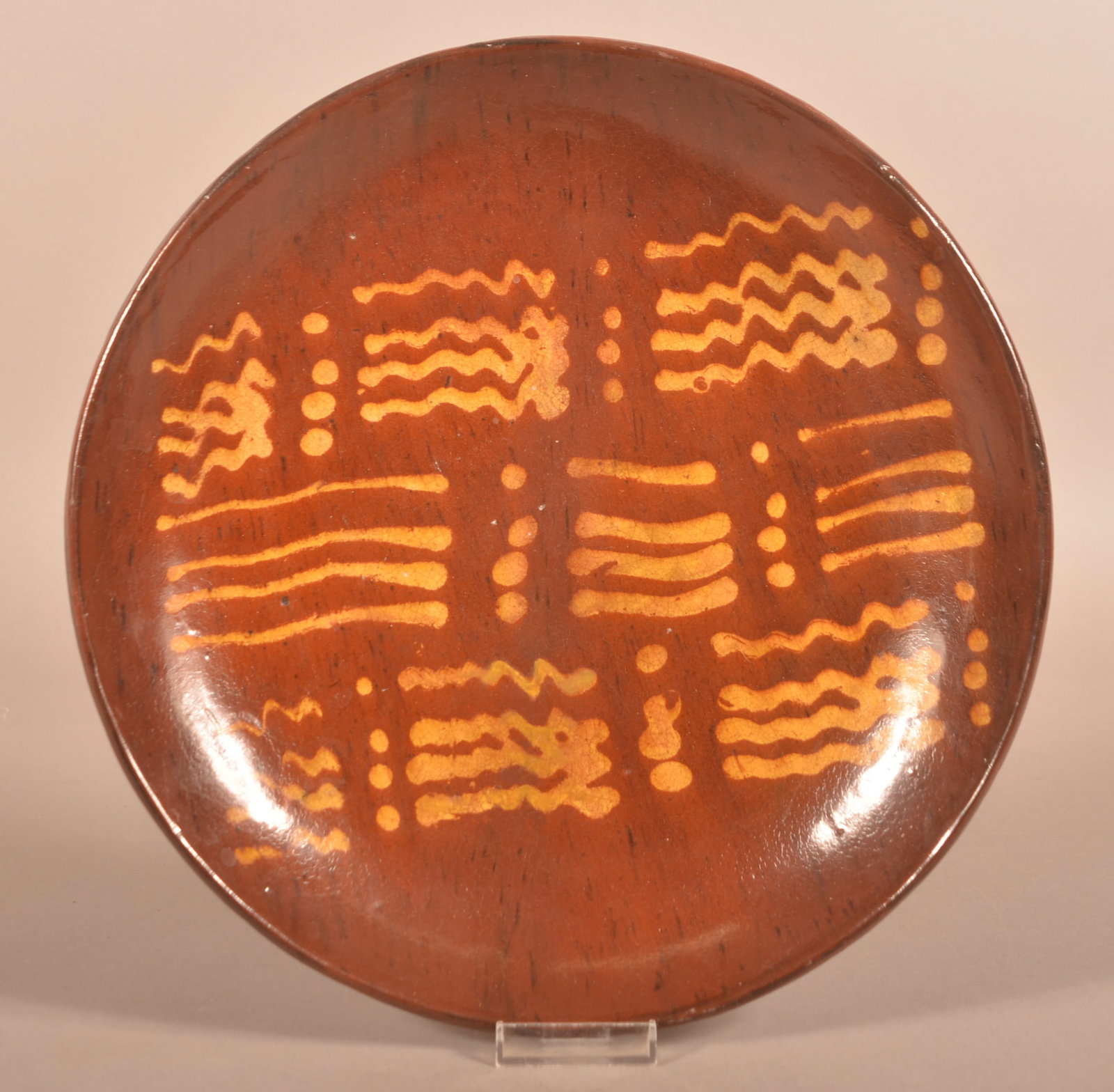 Antique PA Yellow Slip-Decorated Redware Charger. (1 of 4)