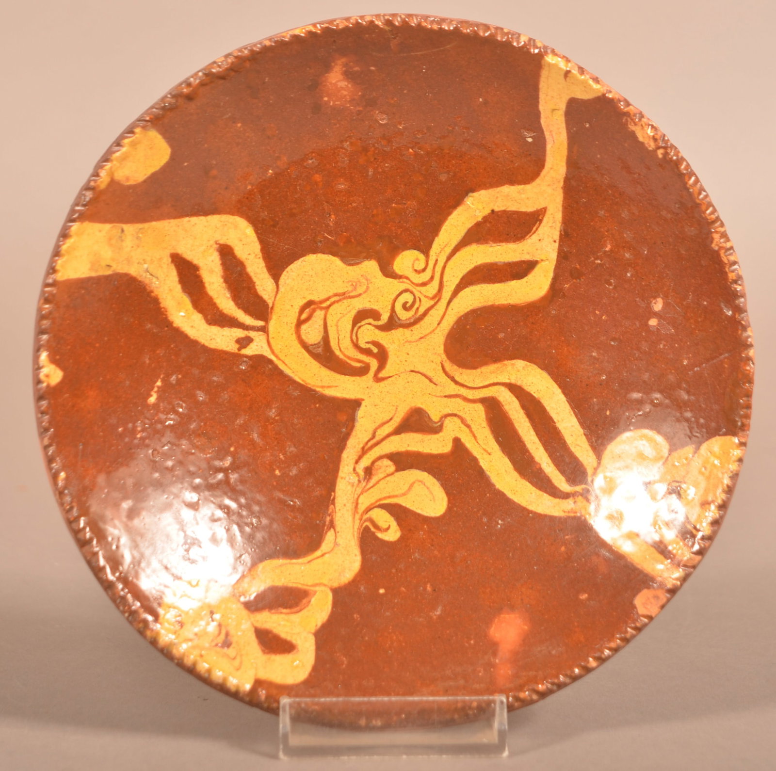 Yellow Slip-Decorated Redware Small Plate. (1 of 4)