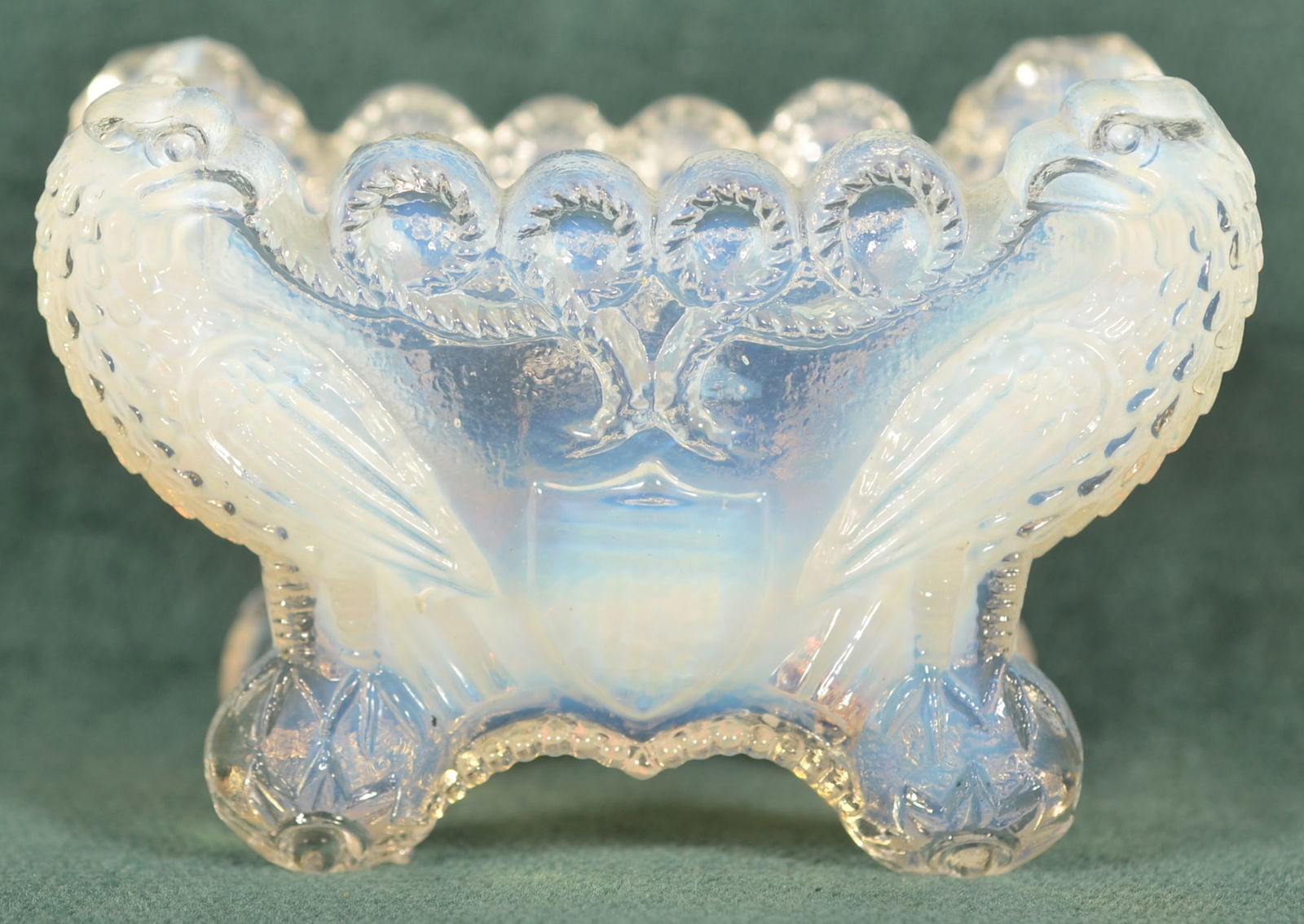 Rare Opalescent Eagle & Shield Pressed Open Salt. (1 of 9)