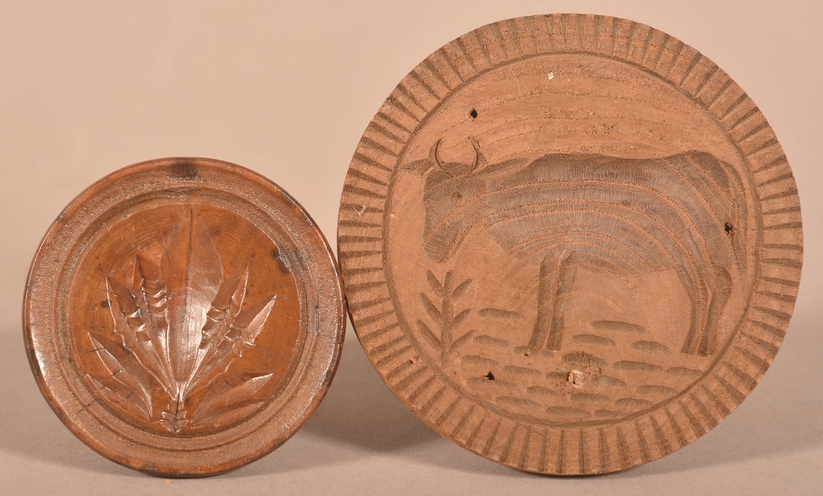 Two Antique PA Turned-Wood Butter Prints. (1 of 3)