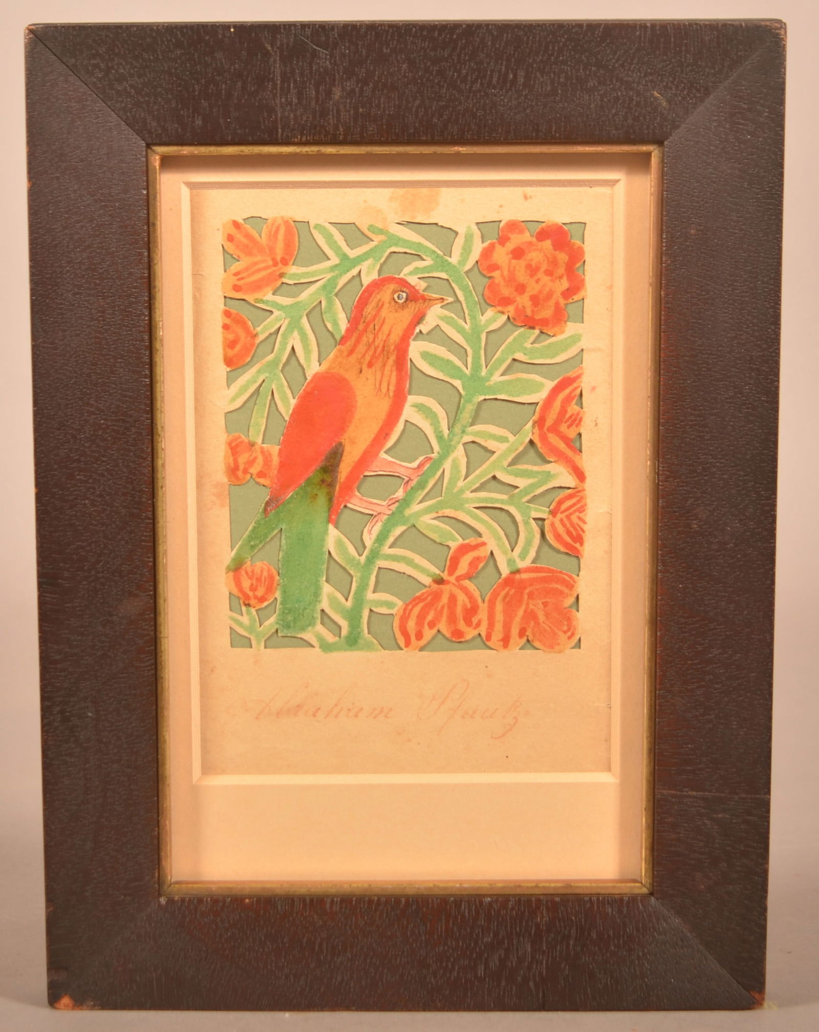 Watercolor & Cut-Work Fraktur Attributed to Faber. (1 of 3)