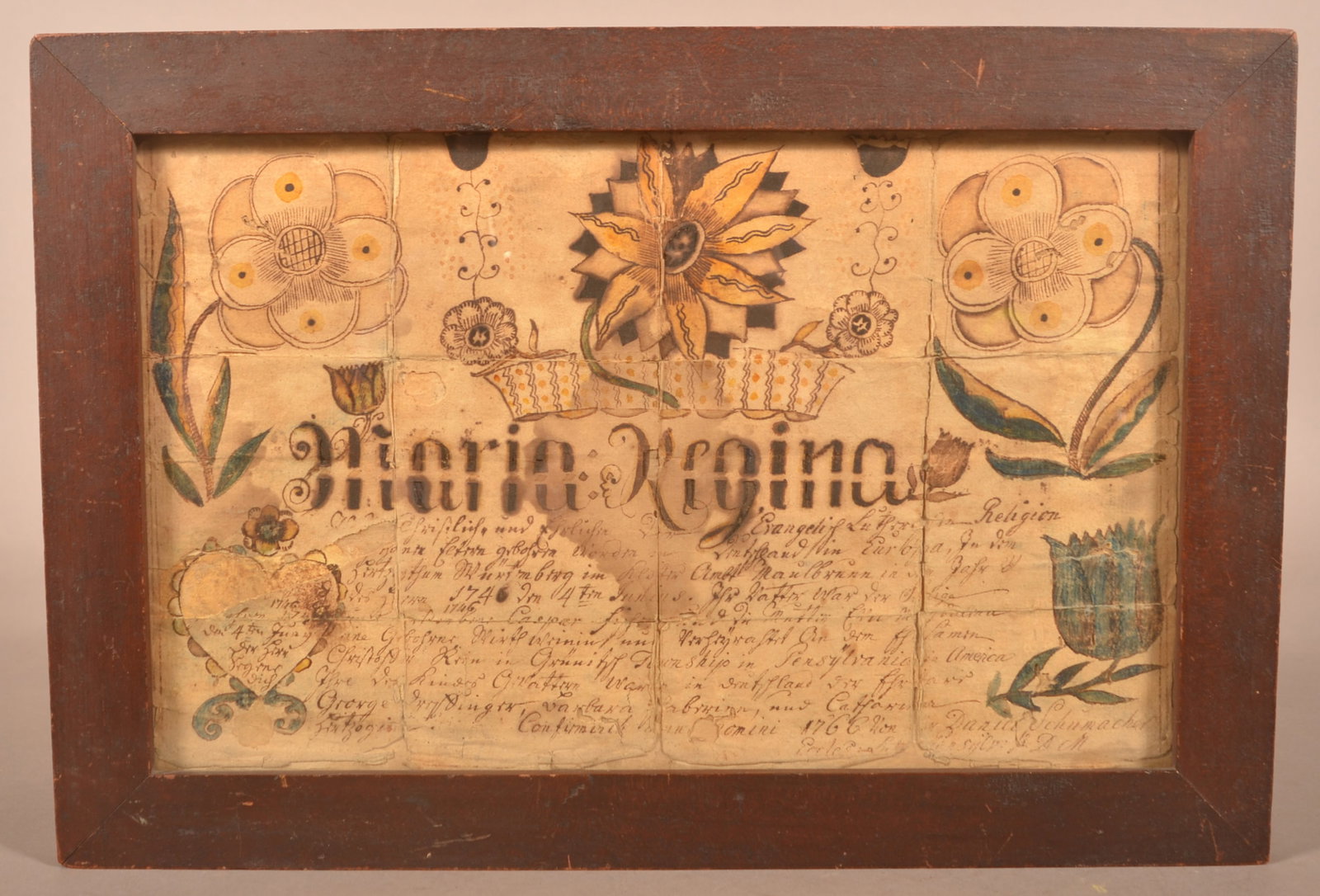 Daniel Schumacher 1766 Fraktur Birth Certificate. (1 of 8)