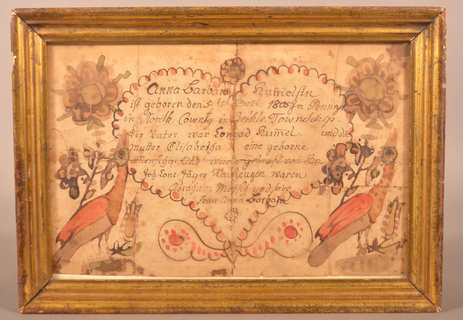 Friedrich Krebs 1805 Birth & Baptismal Certificate. (1 of 7)