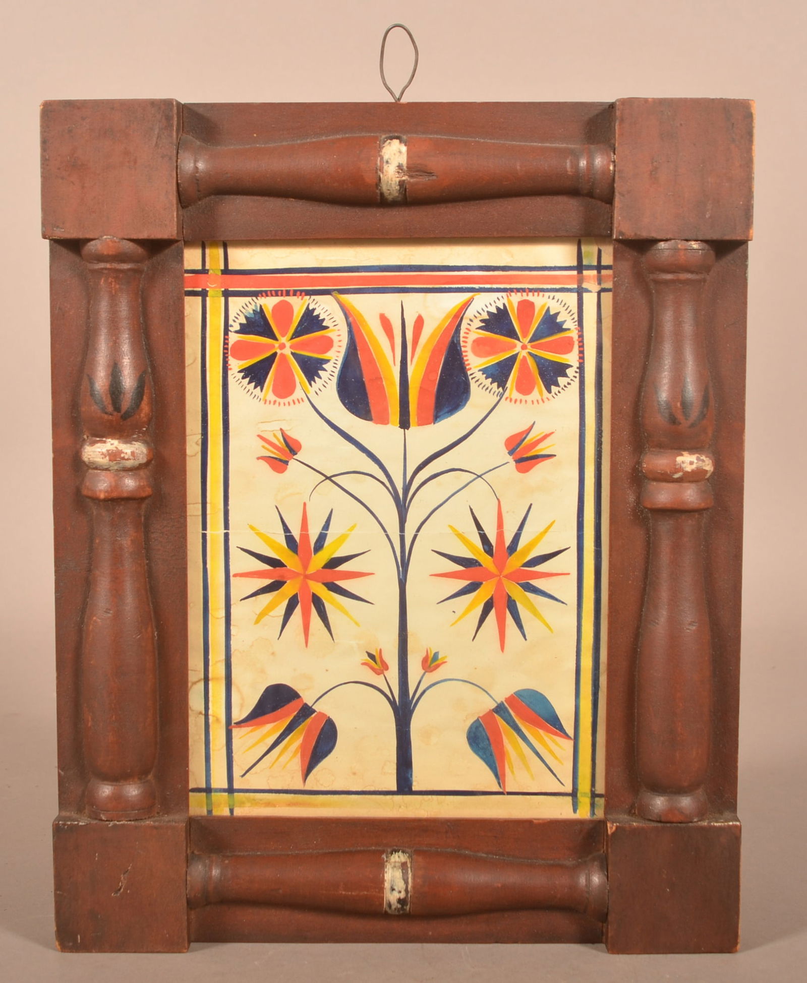 PA 19th Century Ink & Watercolor Fraktur Bookplate. (1 of 5)