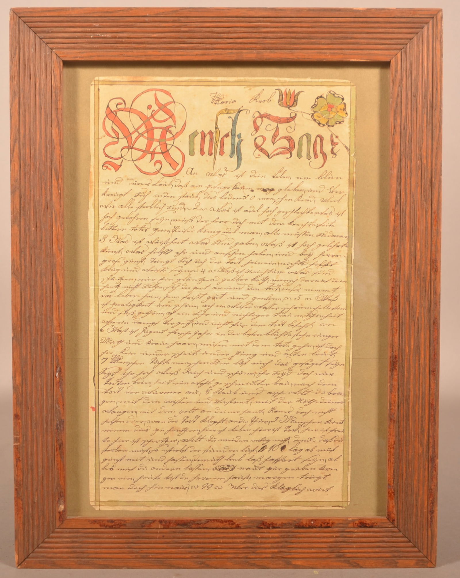 Maria Krob 1796 German Script Fraktur. (1 of 5)