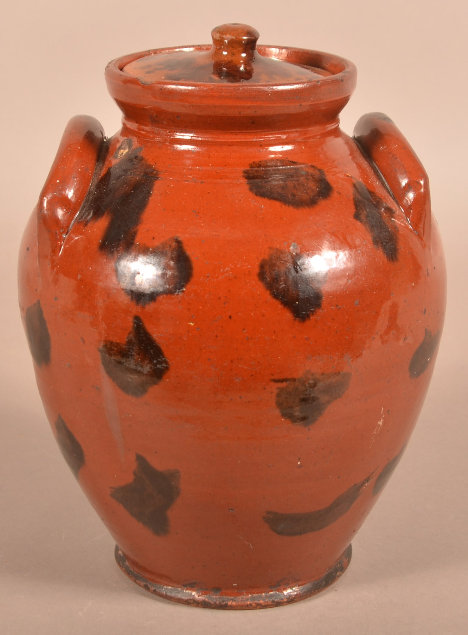 Glazed Redware Jar with Manganese Decoration. (1 of 6)