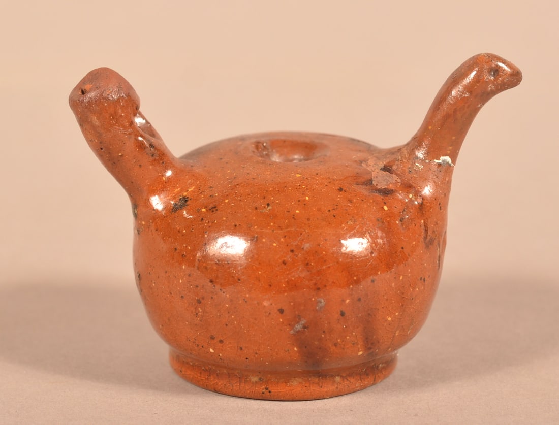 Folky Antique Glazed Redware Bird Whistle. (1 of 4)