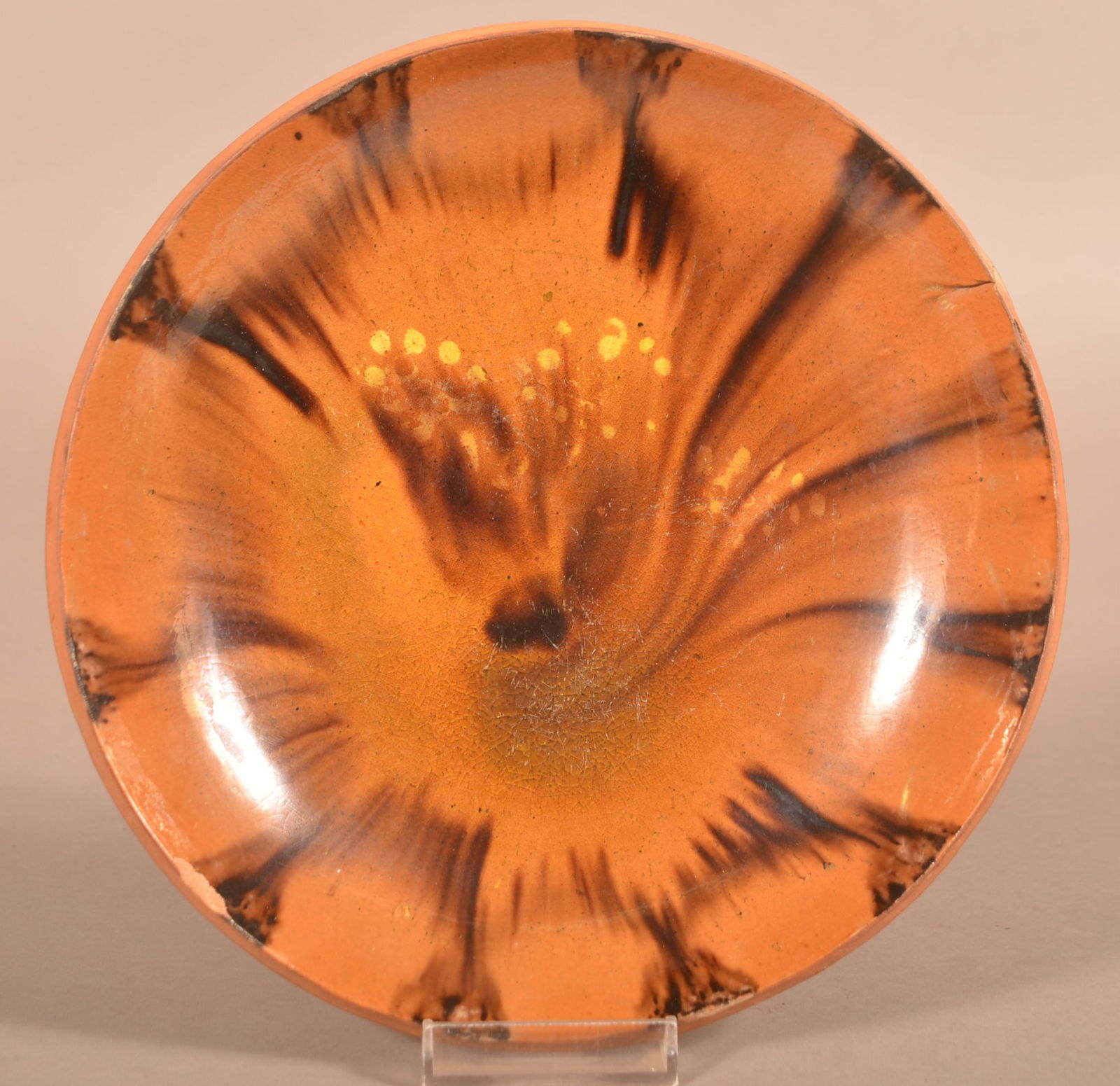 Glazed Redware Plate Attributed to Stahl Pottery.: Glazed Redware Plate Attributed to Stahl Pottery. 8" diam.