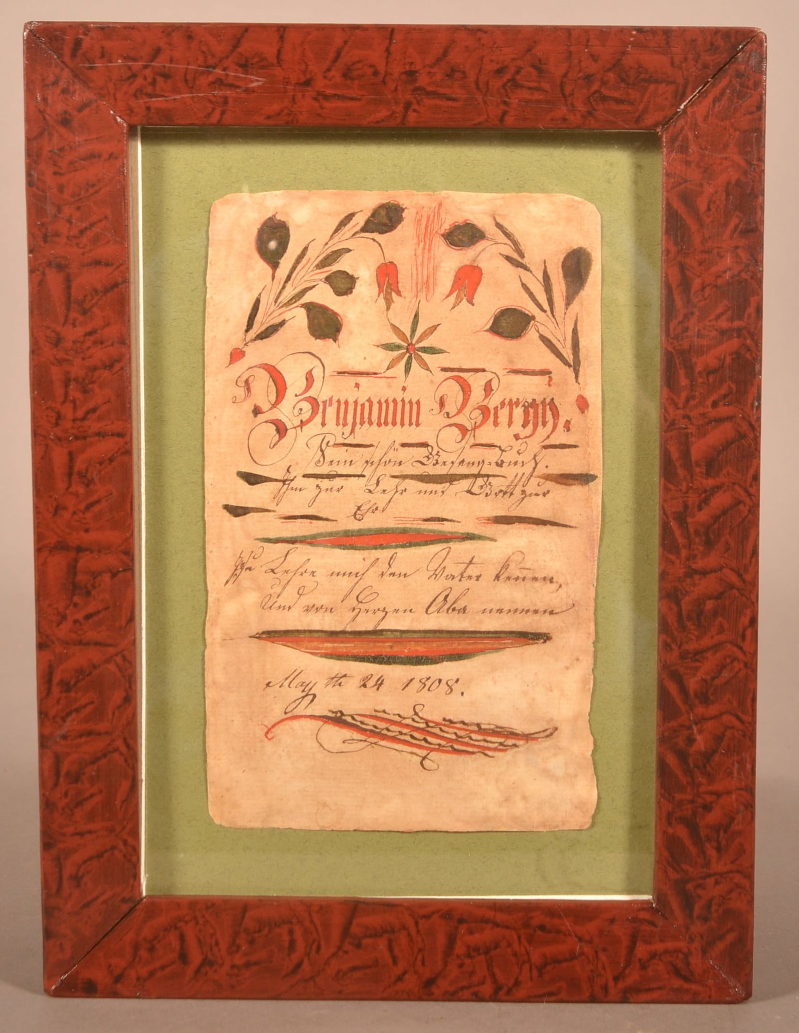 Watercolor and Ink on Paper Bookplate Dated 1808. (1 of 5)