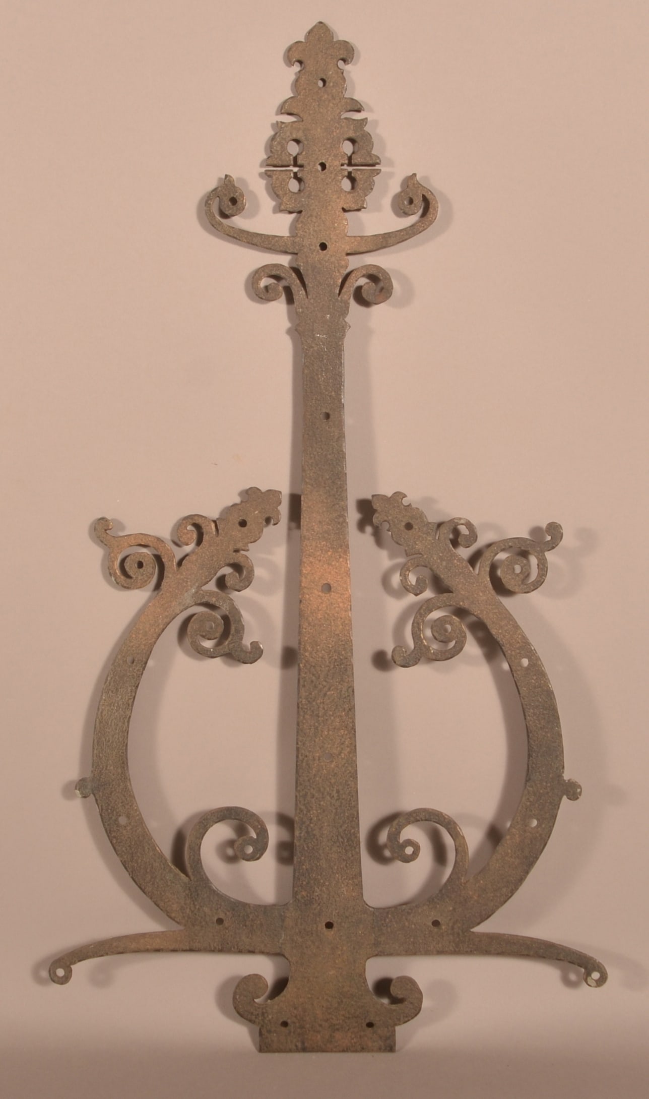 Antique Wrought Iron Door Support.: Antique Wrought Iron Door Support. Used to hold door boards together. 28"l. x 15-1/2"w.