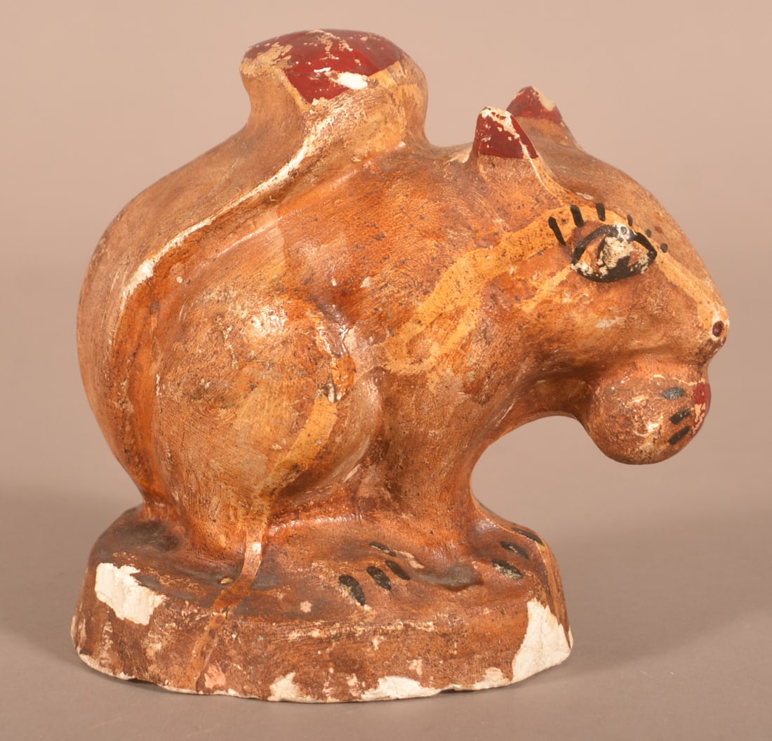 Solid Body Chalkware Folk Art Squirrel. (1 of 2)
