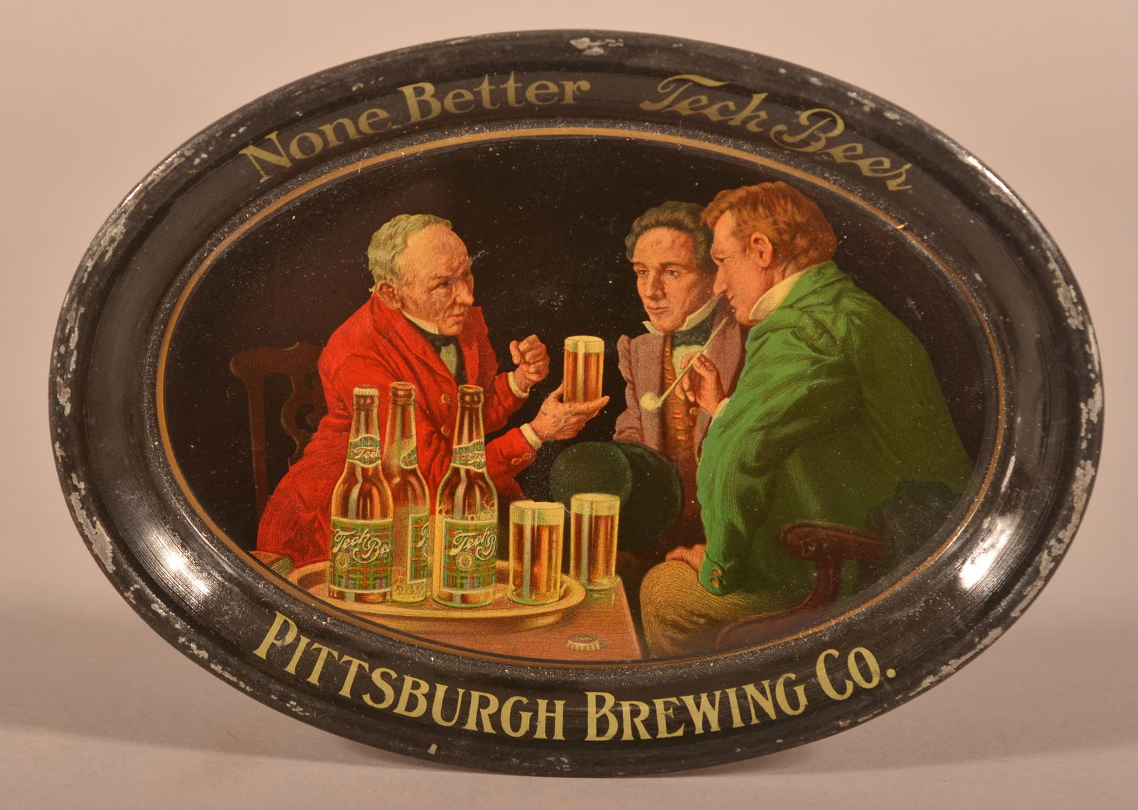Tech Beer Oval Tin Lithograph Advertising Beer Tip Tray. (1 of 4)