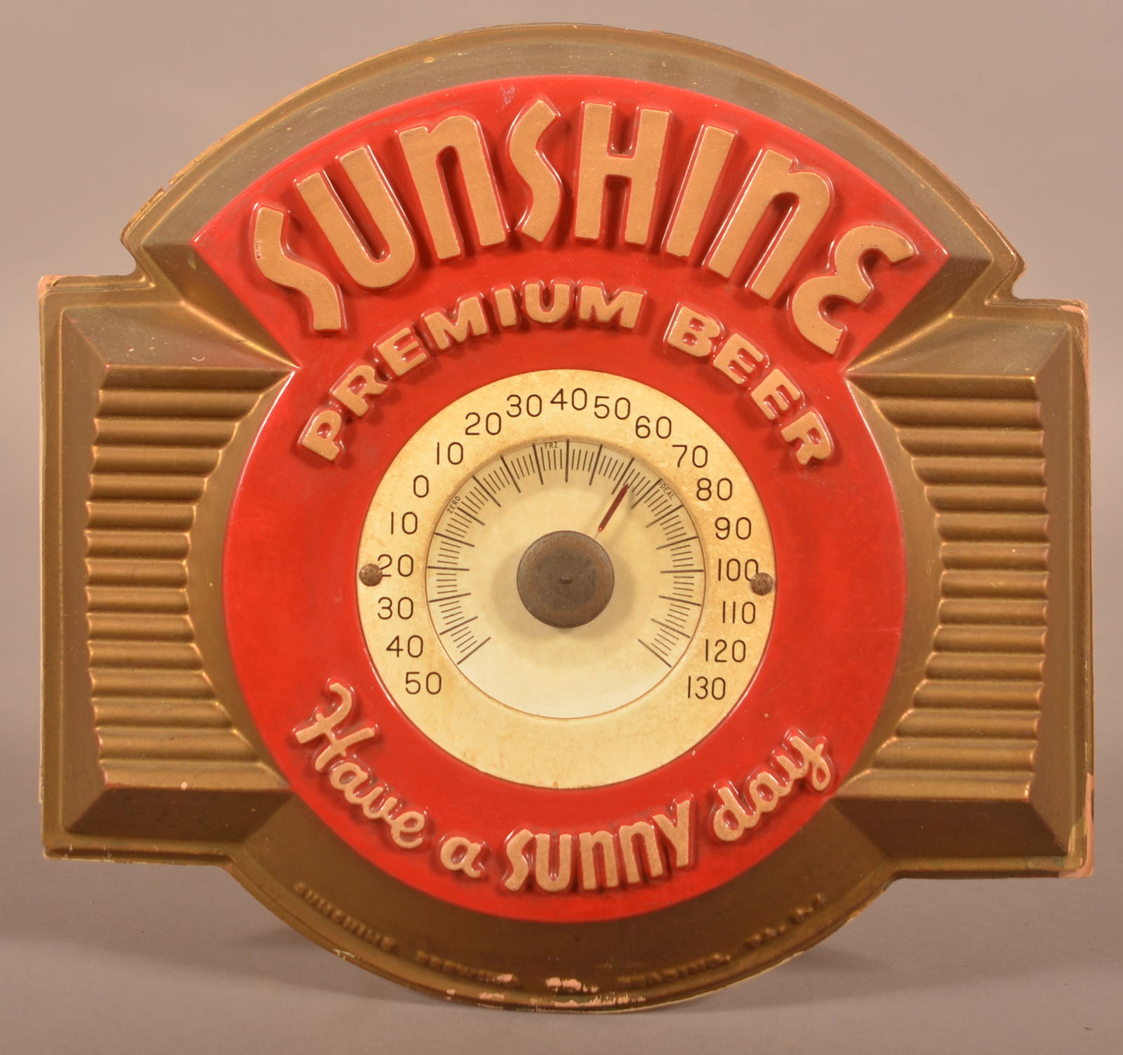 Sunshine Premium Beer Art Deco Advertising Thermometer. (1 of 5)