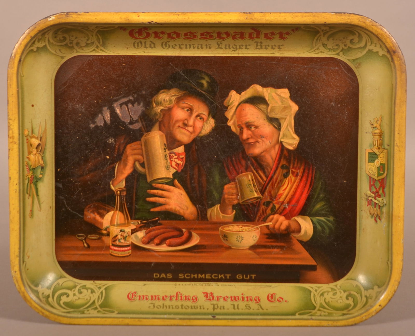 Emmerling Brewing Co. Tin Lithograph Advertising Tray. (1 of 4)
