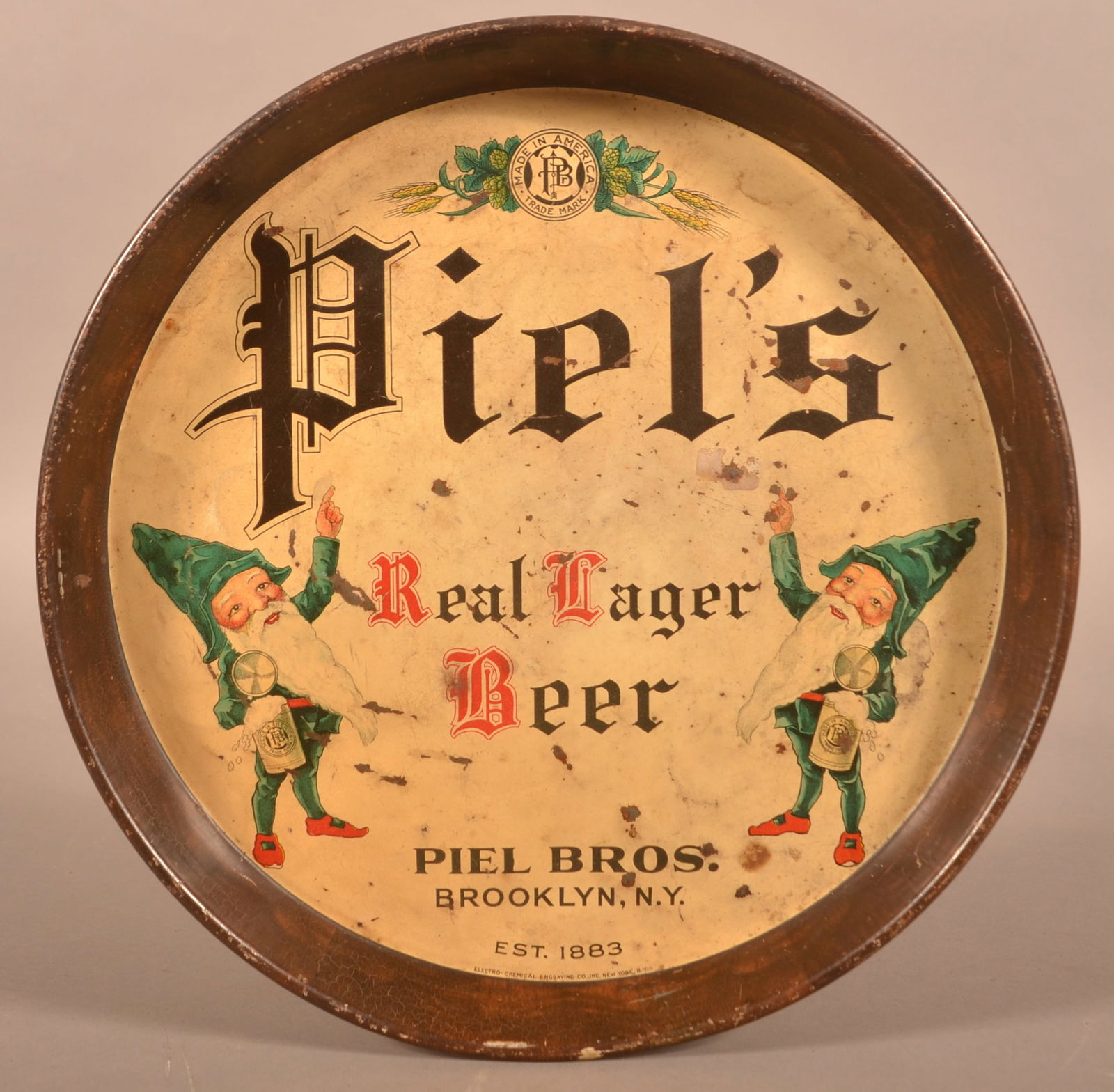 Piels Real Lager Tin Lithograph Advertising Serving Tray. (1 of 4)