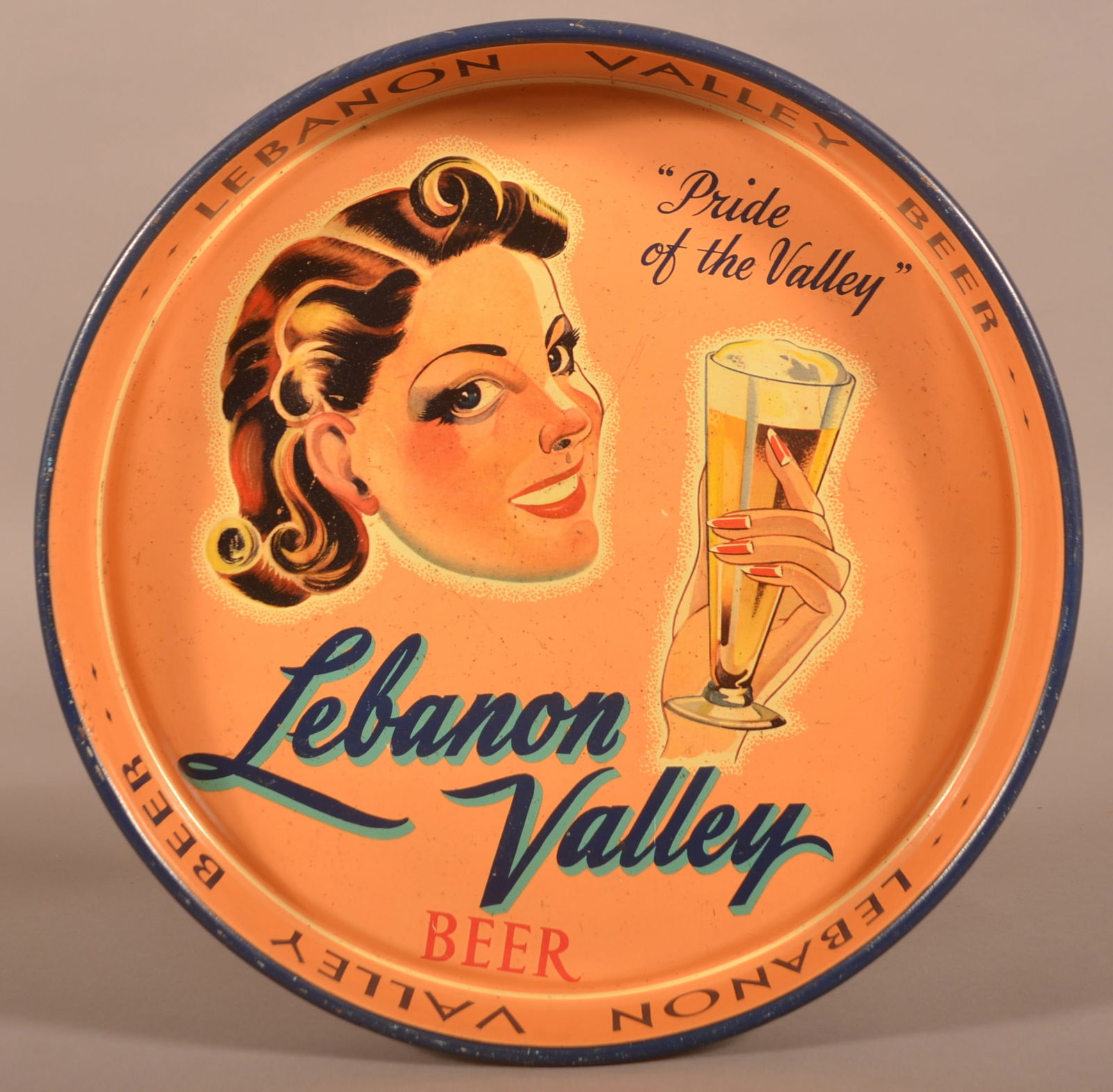 Lebanon Valley Beer Tin Litho. Advertising Serving Tray. (1 of 4)
