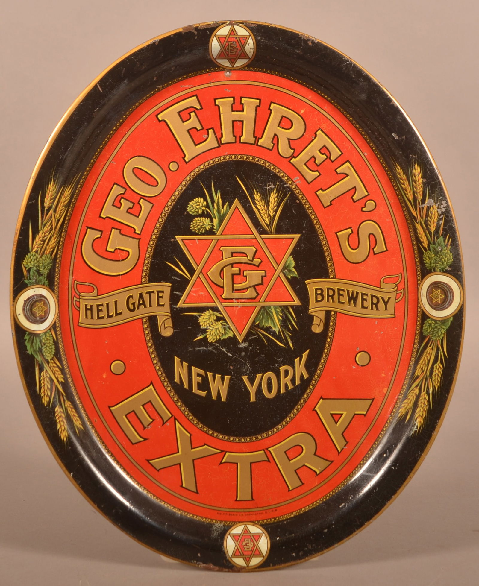Geo Ehrets Extra Tin Lithograph Oval Beer Serving Tray. (1 of 5)