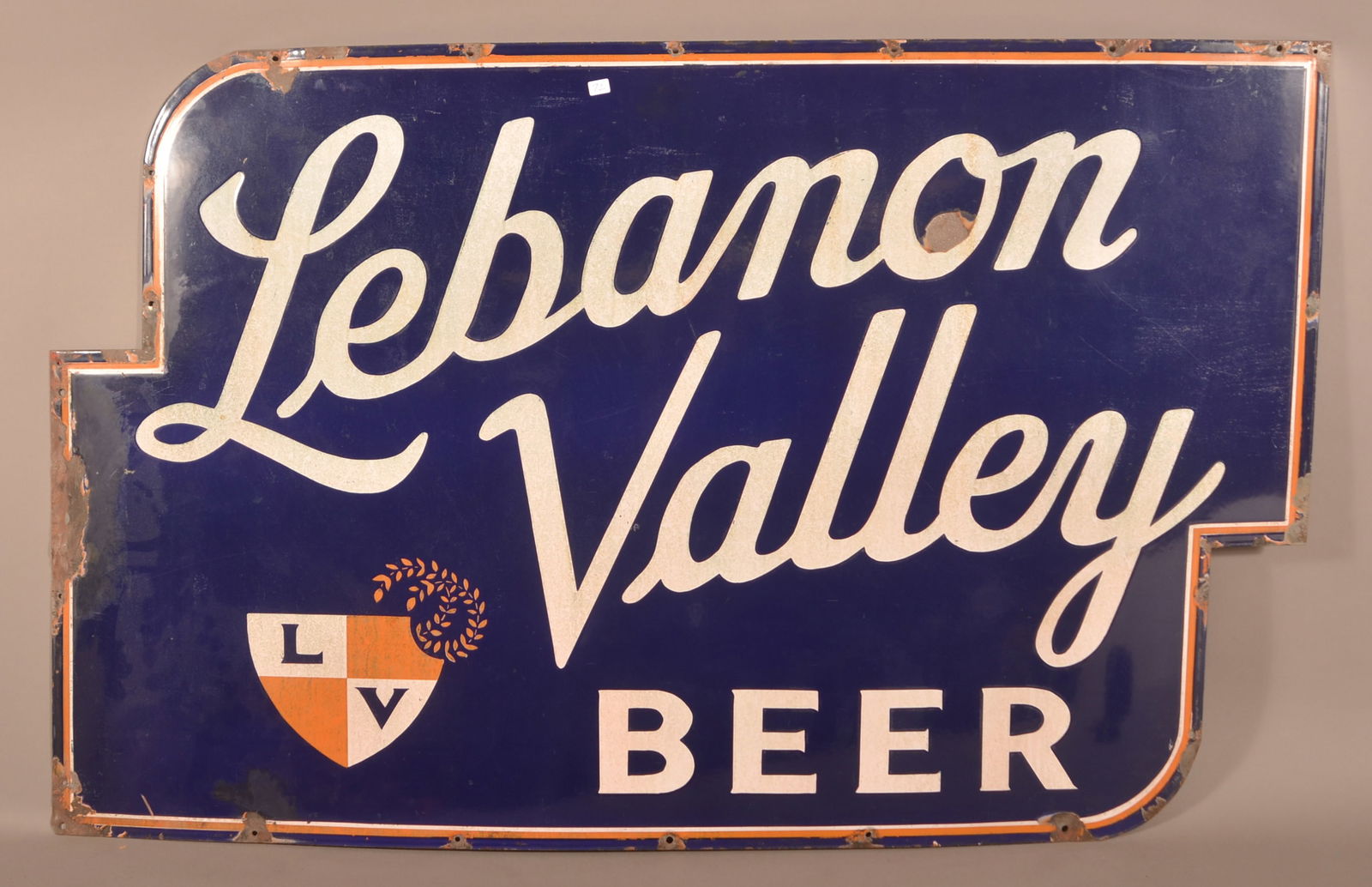 Rare Lebanon Valley Beer Porcelain Advertising Sign. (1 of 6)