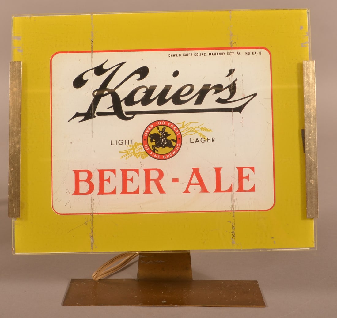 Kaier's Beer/Ale Reverse-Painted Glass Lighted Sign. (1 of 4)