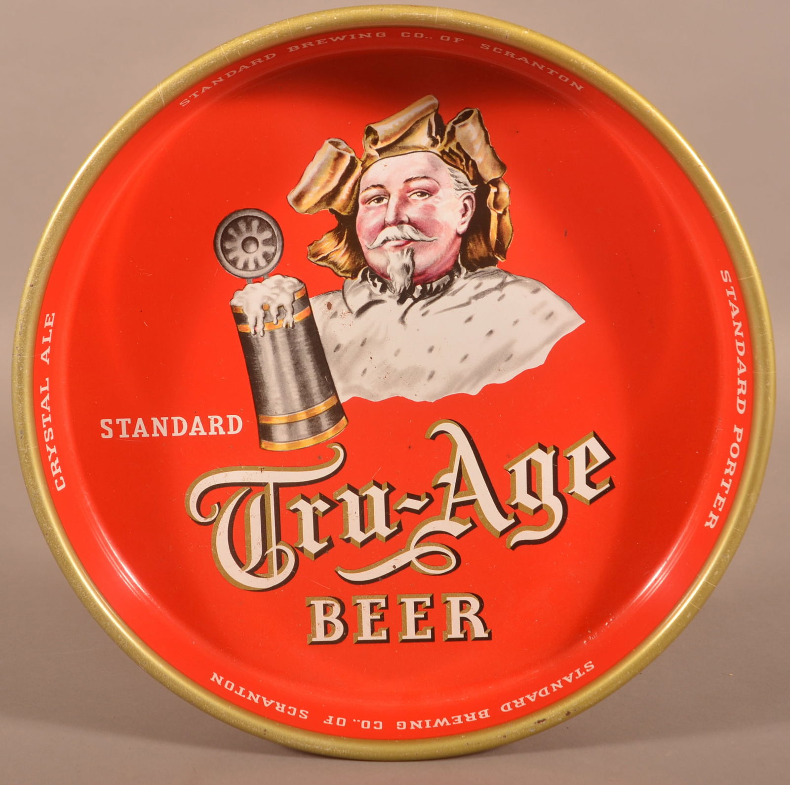 Tru-Age Beer Tin Lithograph Advertising Serving Tray. (1 of 3)