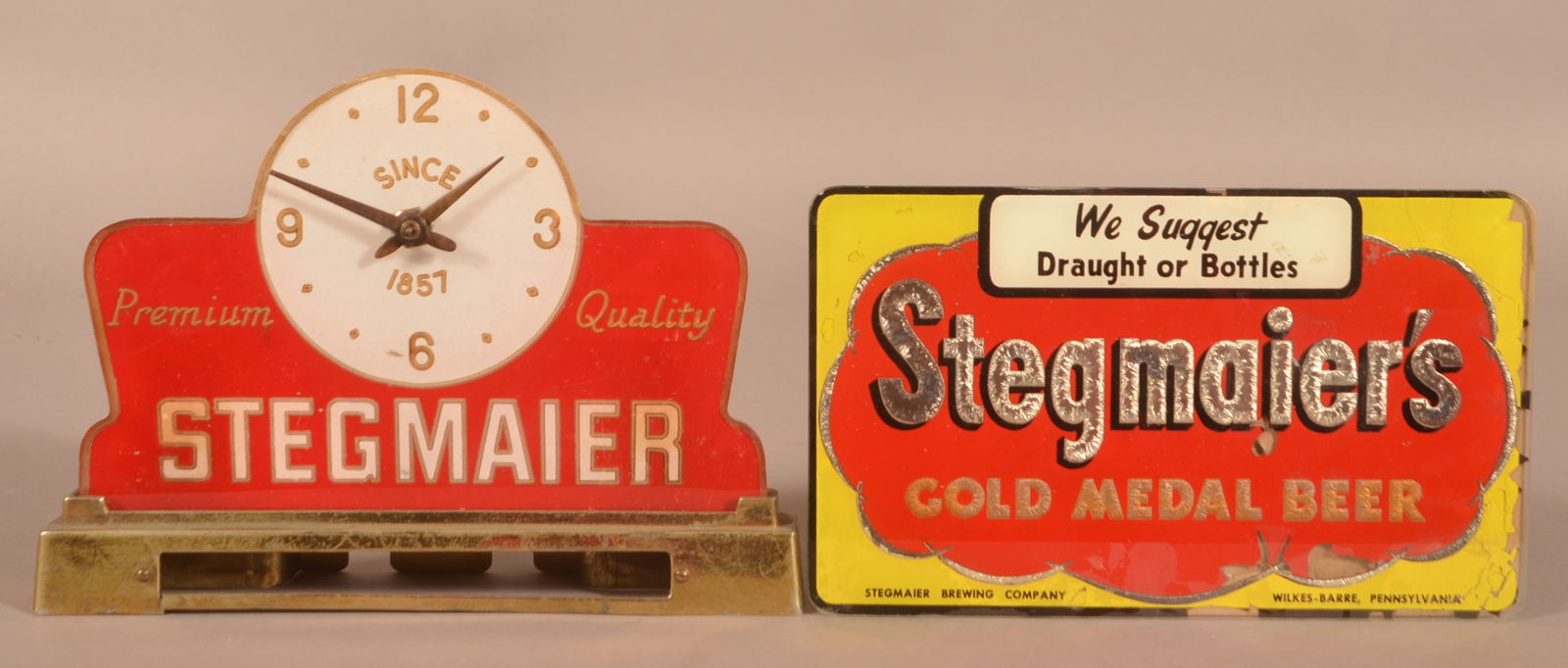 Two Reverse-Painted Stegmaier Beer Advertising Items. (1 of 4)