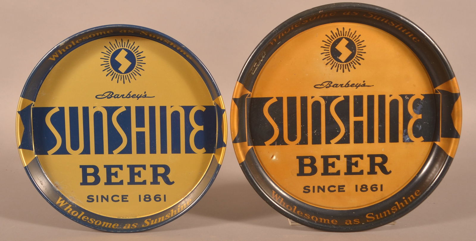 Two Sunshine Beer Tin Lithograph Advertising Serving Trays. (1 of 3)