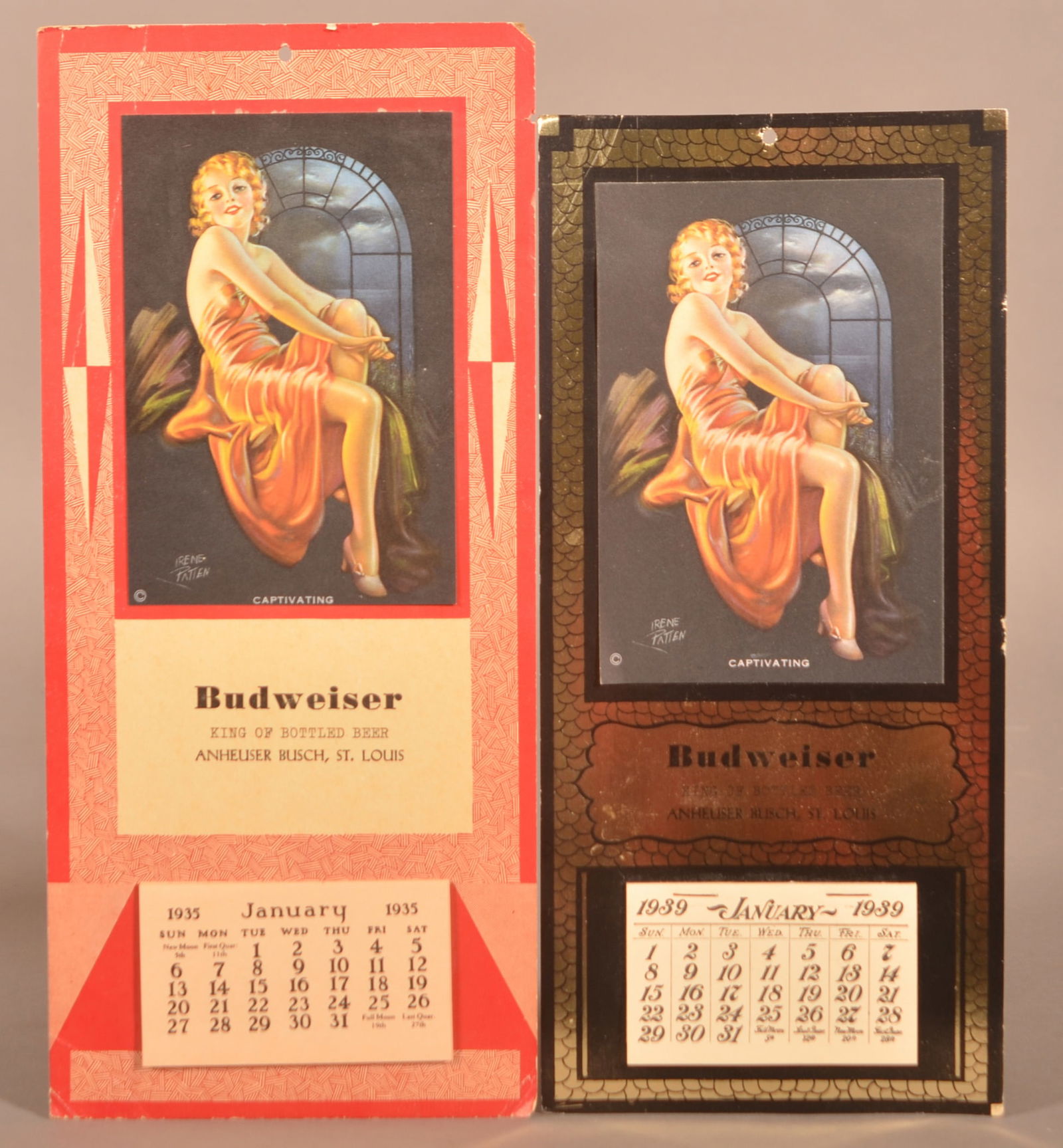 Two Budweiser Beer 1930's Pin Up Calendars. (1 of 3)