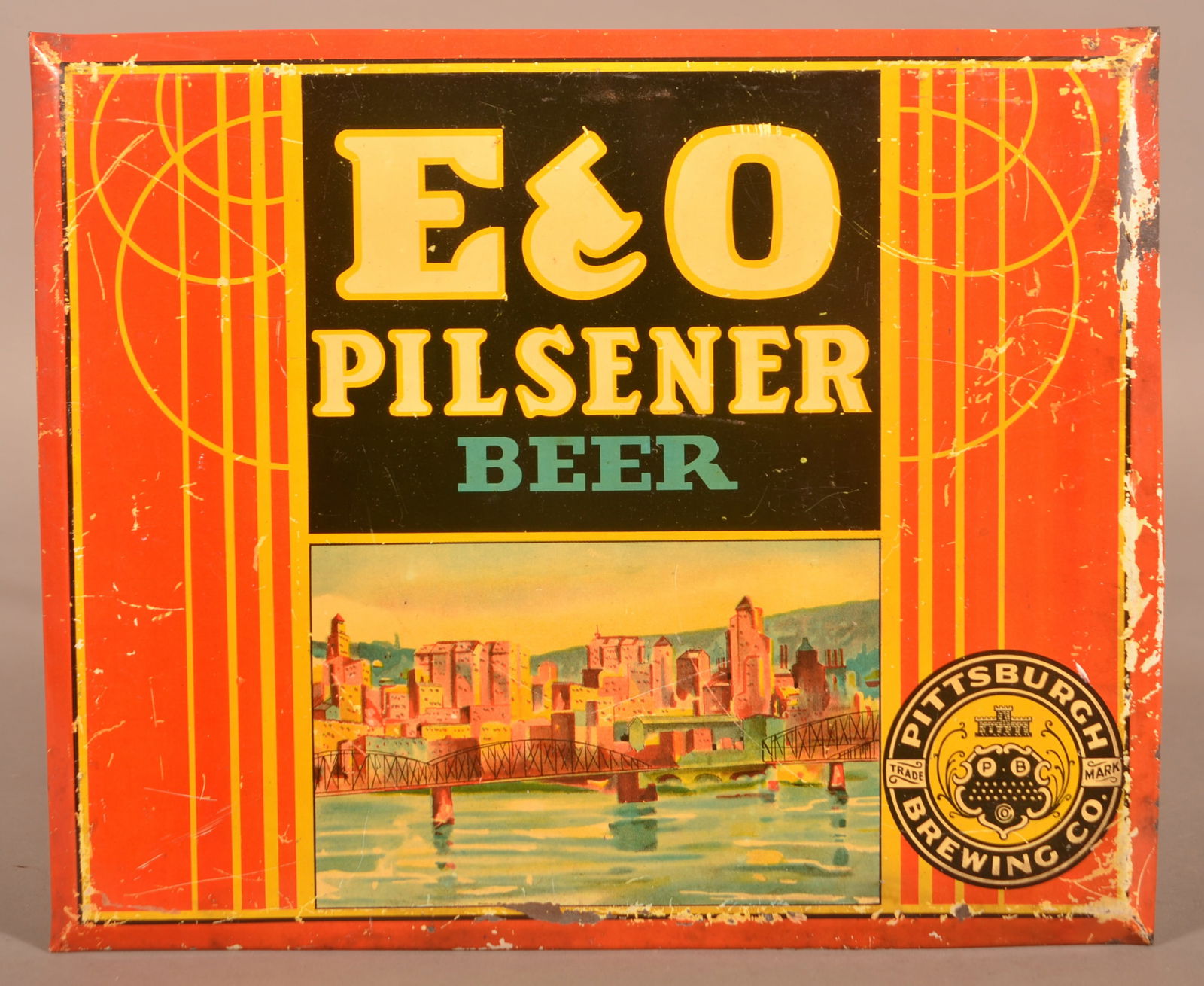 Vintage E & O Pilsener Beer Tin Lithograph Advertising Sign. (1 of 3)