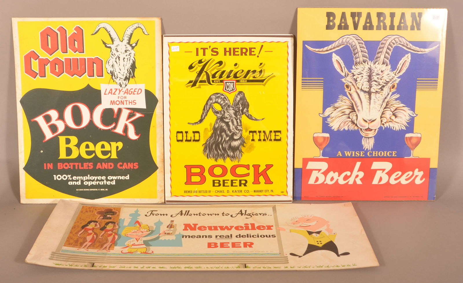 Four Vintage Cardboard/Paper Lithograph Beer Signs. (1 of 4)