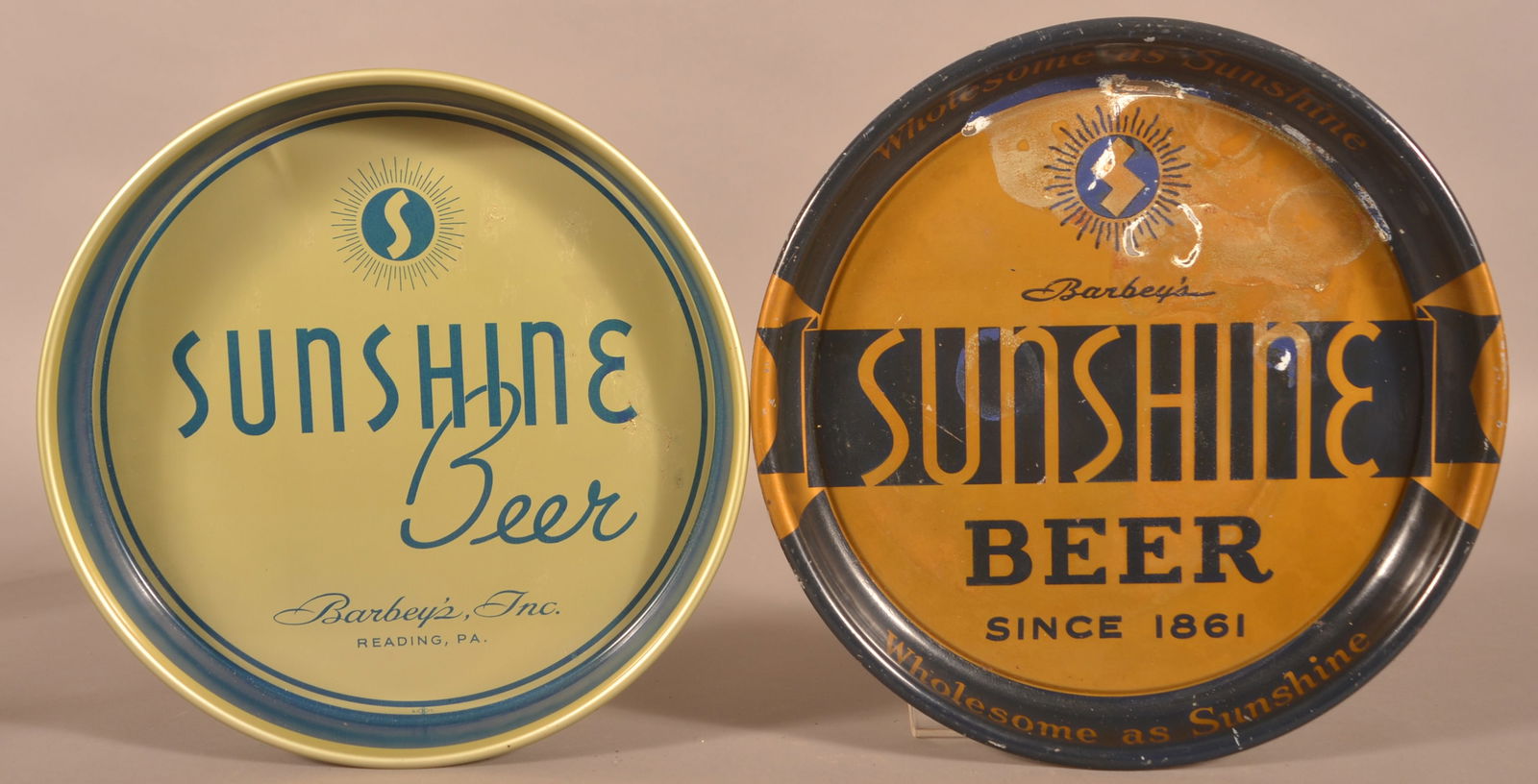 Two Sunshine Beer Tin Lithograph Advertising Serving Trays. (1 of 2)