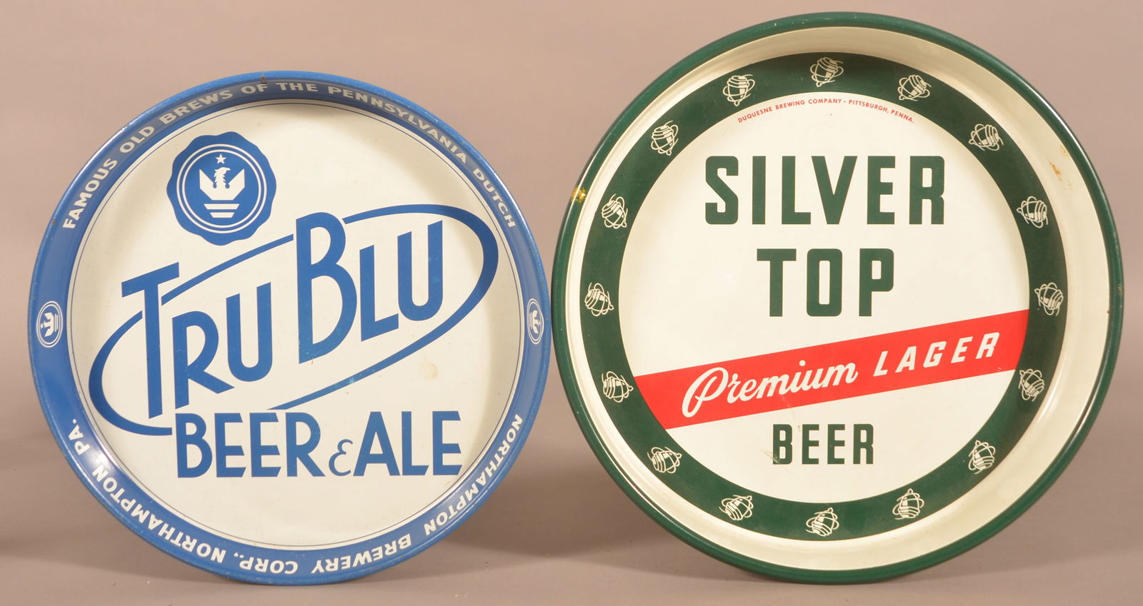 Two Vintage Tin Lithograph Advertising Beer Serving Trays. (1 of 2)