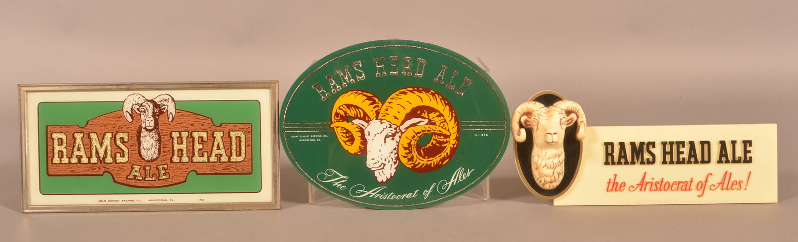 Three Vintage Rams Head Ale Advertising Signs. (1 of 5)