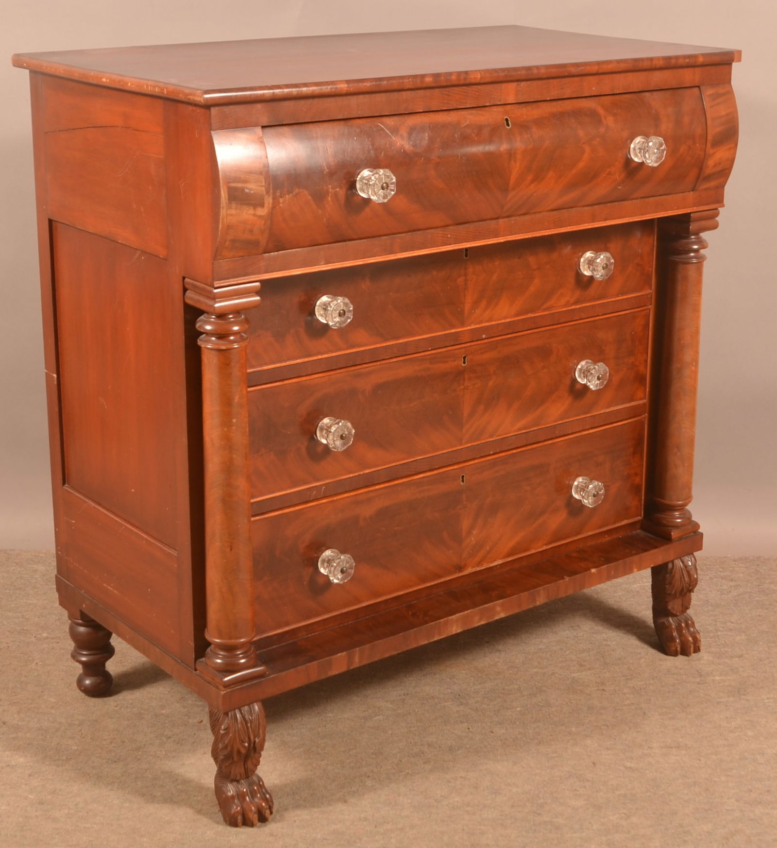 American Empire Burl Mahogany Chest of Drawers. (1 of 6)