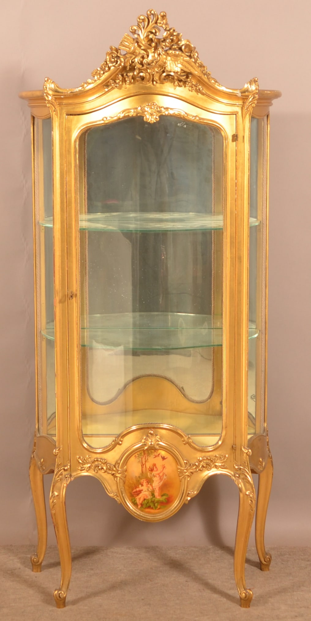 Vintage Ornate French Gilt Curio Cabinet. (1 of 5)