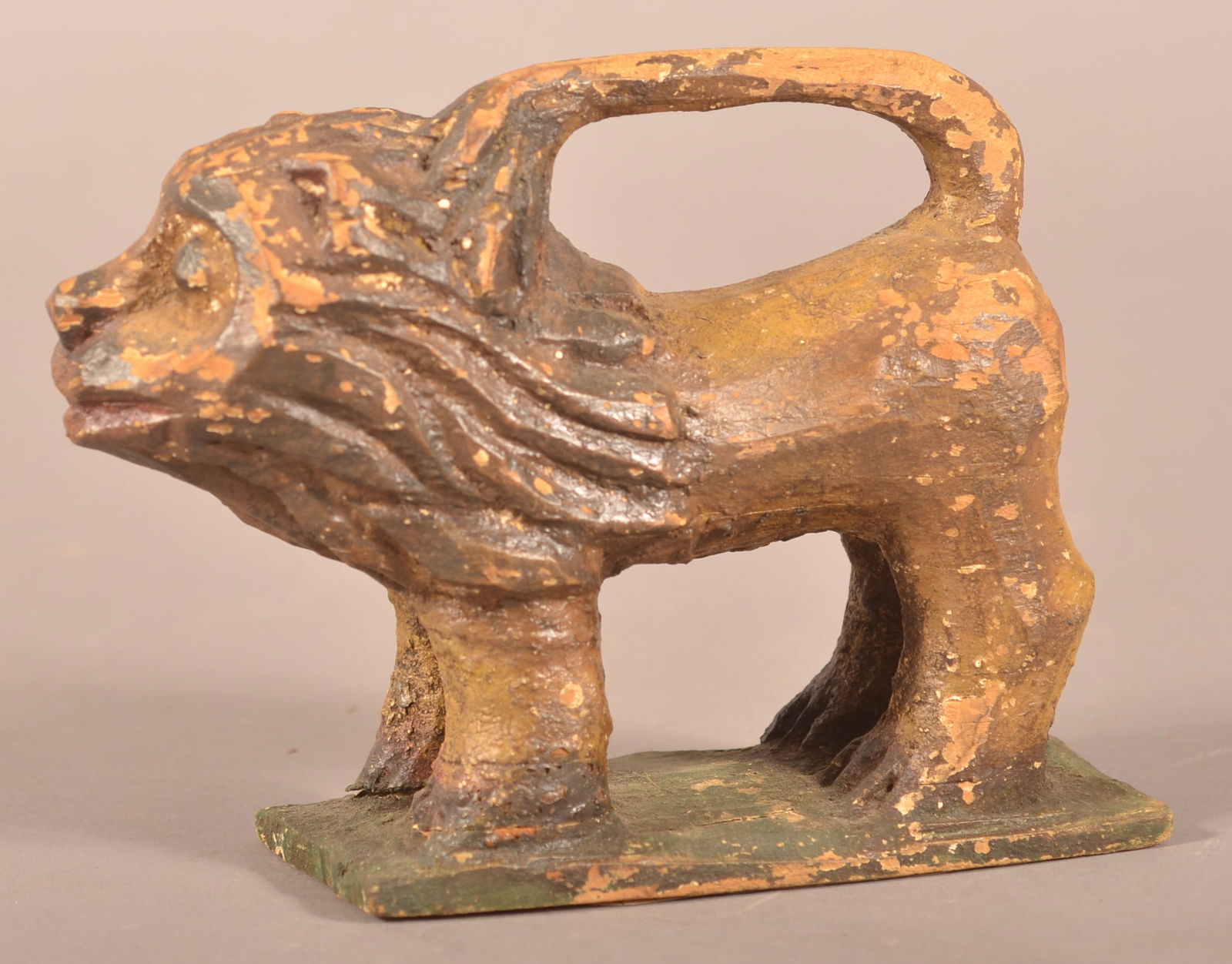 Folk Art Carved Schimmel-Type Lion Figure. (1 of 5)