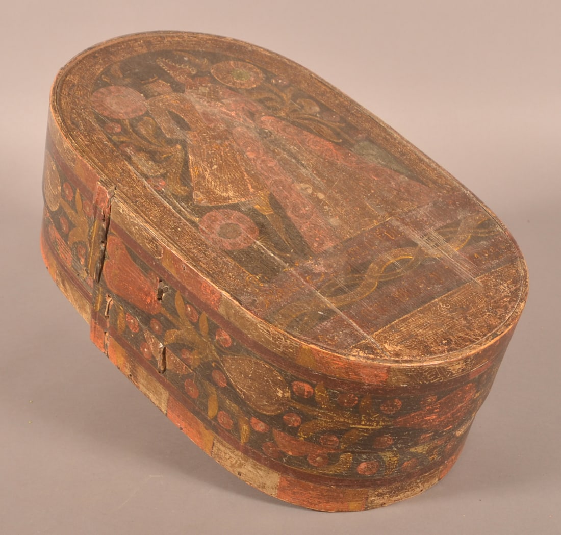 Continental Polychrome Bentwood Bride's Box. (1 of 8)