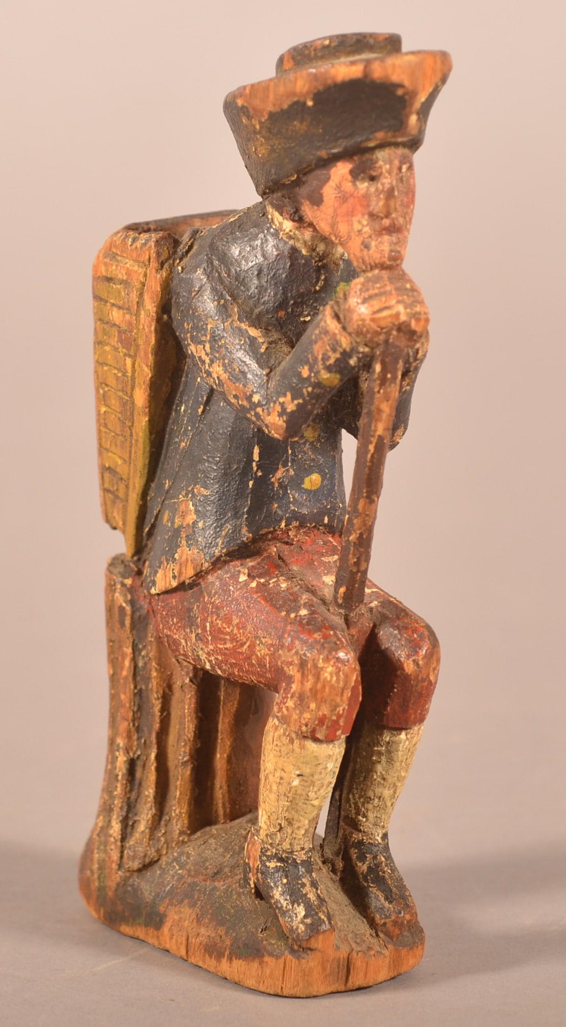 Antiq. Carved & Painted Folk Art Figure of a Man. (1 of 6)