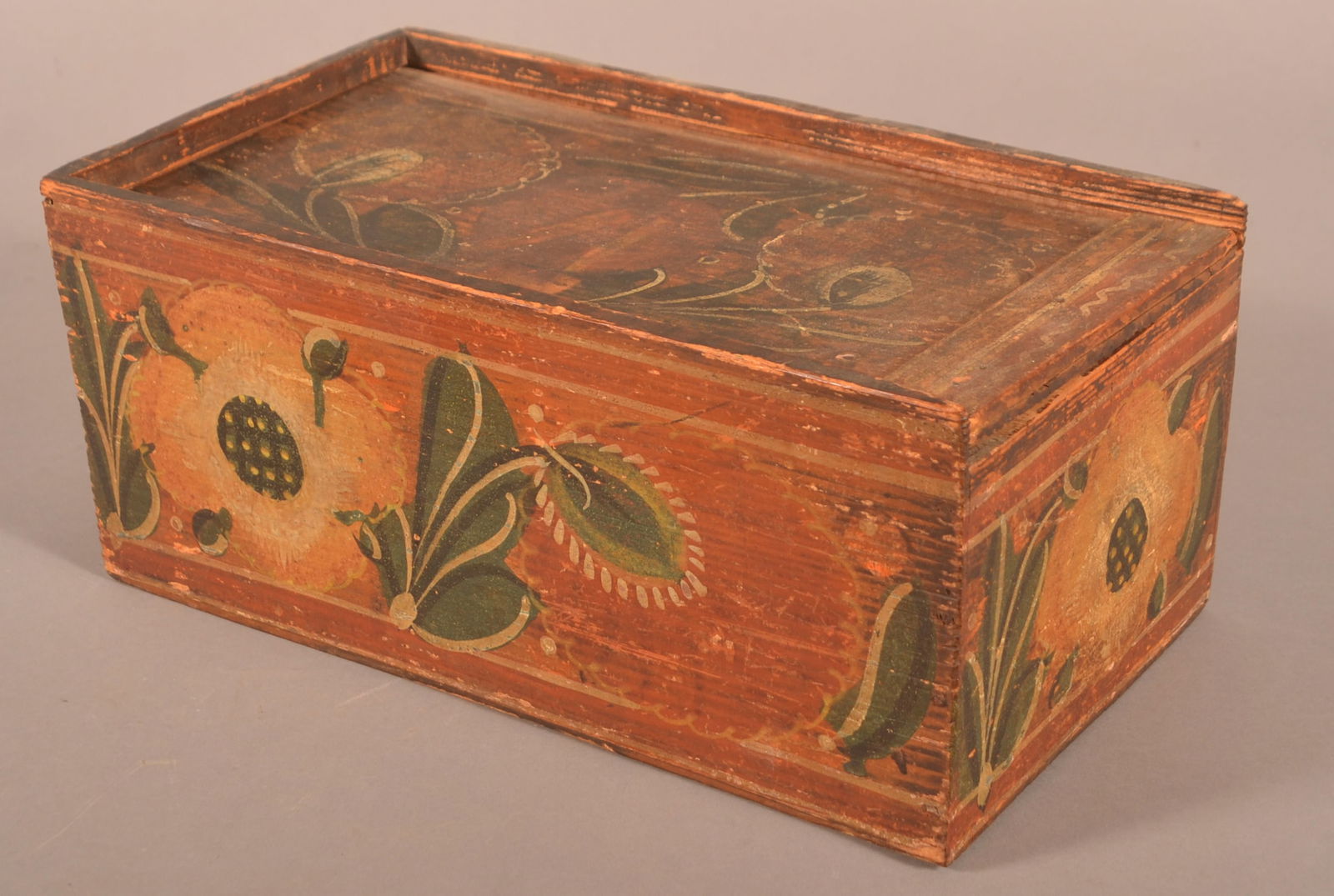 Continental Polychrome Pine Slide-Lid Box. (1 of 7)