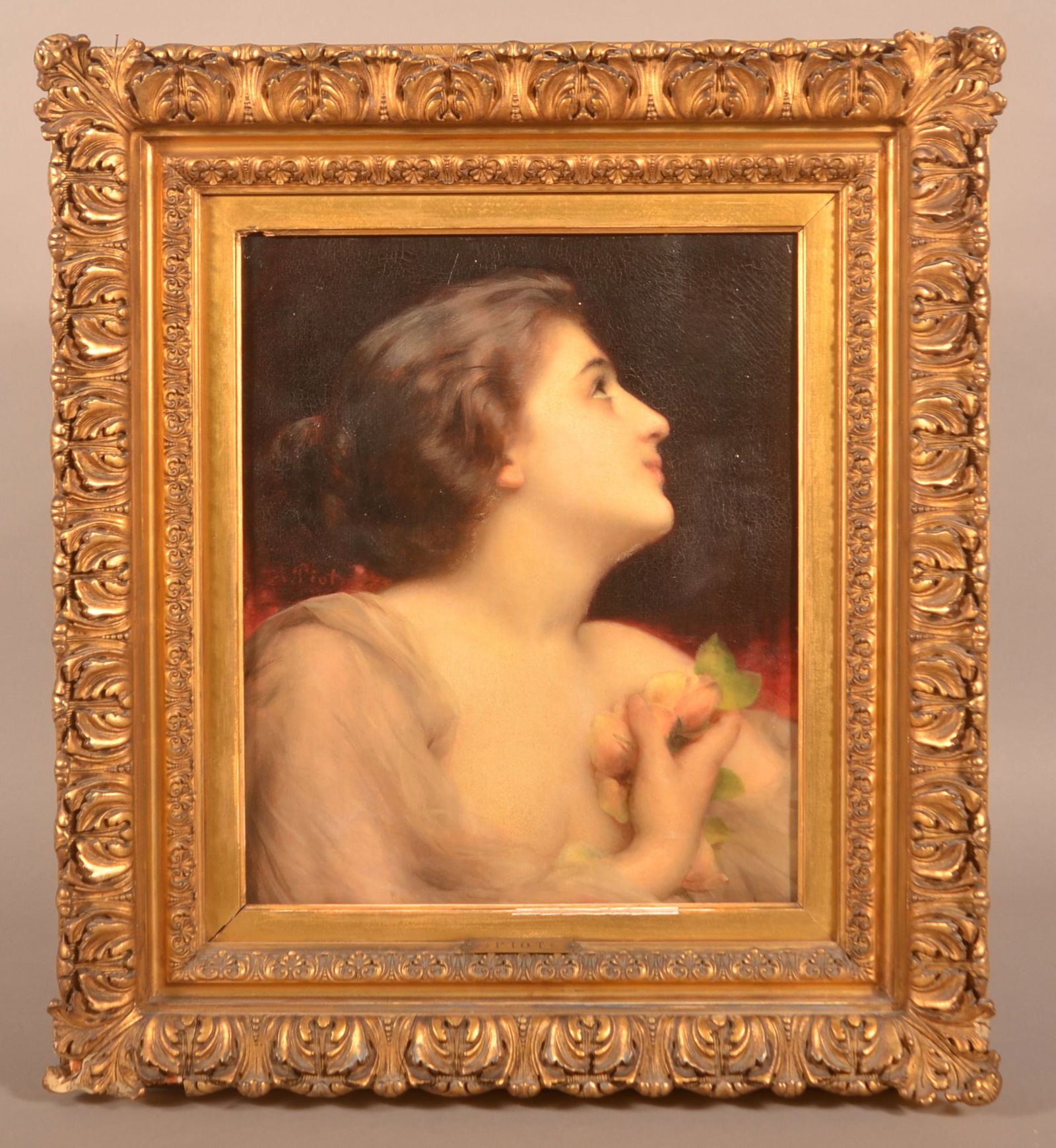19th C. Oil on Canvas Portrait of a Young Lady. (1 of 5)
