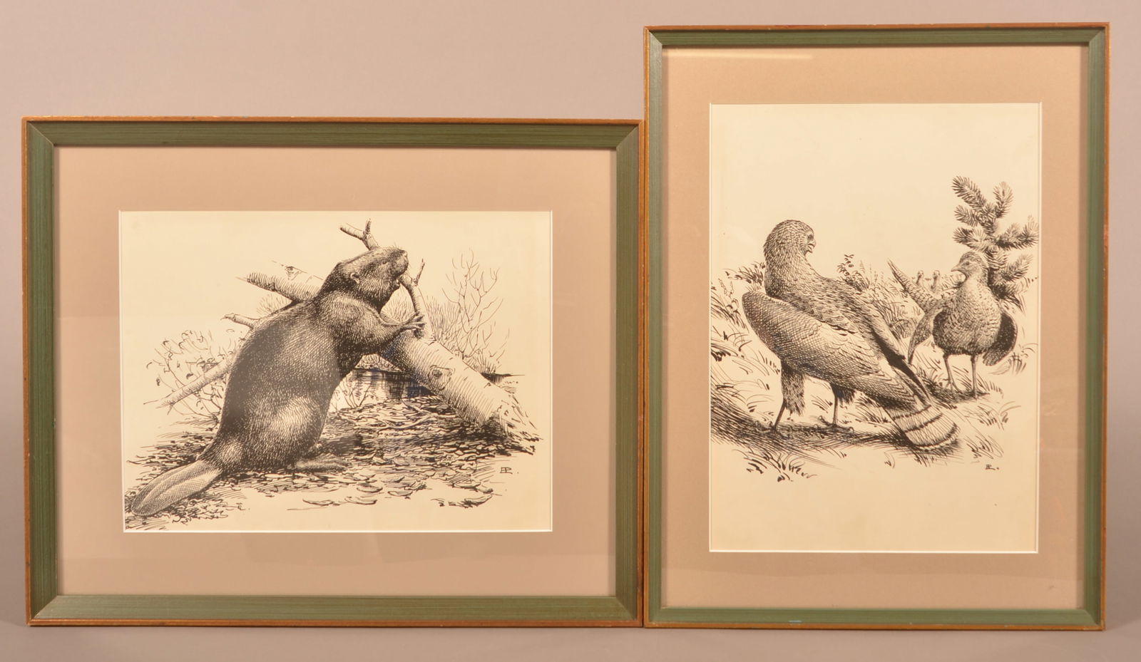 Two Earl Poole Game News Wildlife Drawings. (1 of 5)
