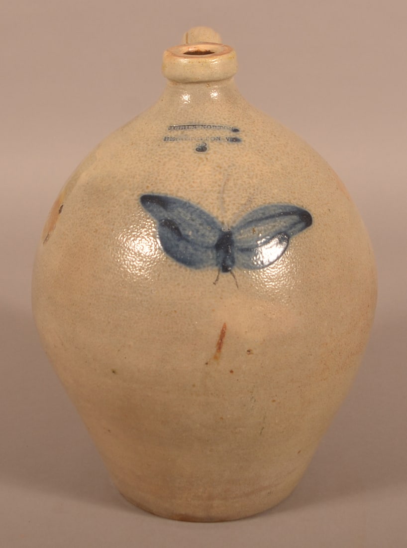 Julius Norton, Bennington, VT Ovoid Stoneware Jug. (1 of 6)