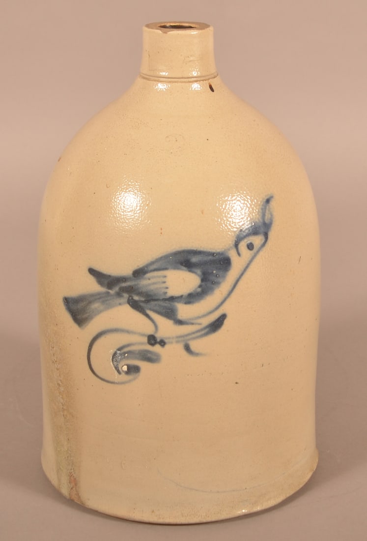 Unsigned Bird-Decorated 2-Gallon Stoneware Jug. (1 of 4)